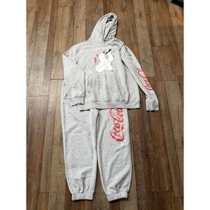 Coca Cola Polar Bear Hoodie Sweat Suit Happy Holidays Ornaments 2XL Pullover